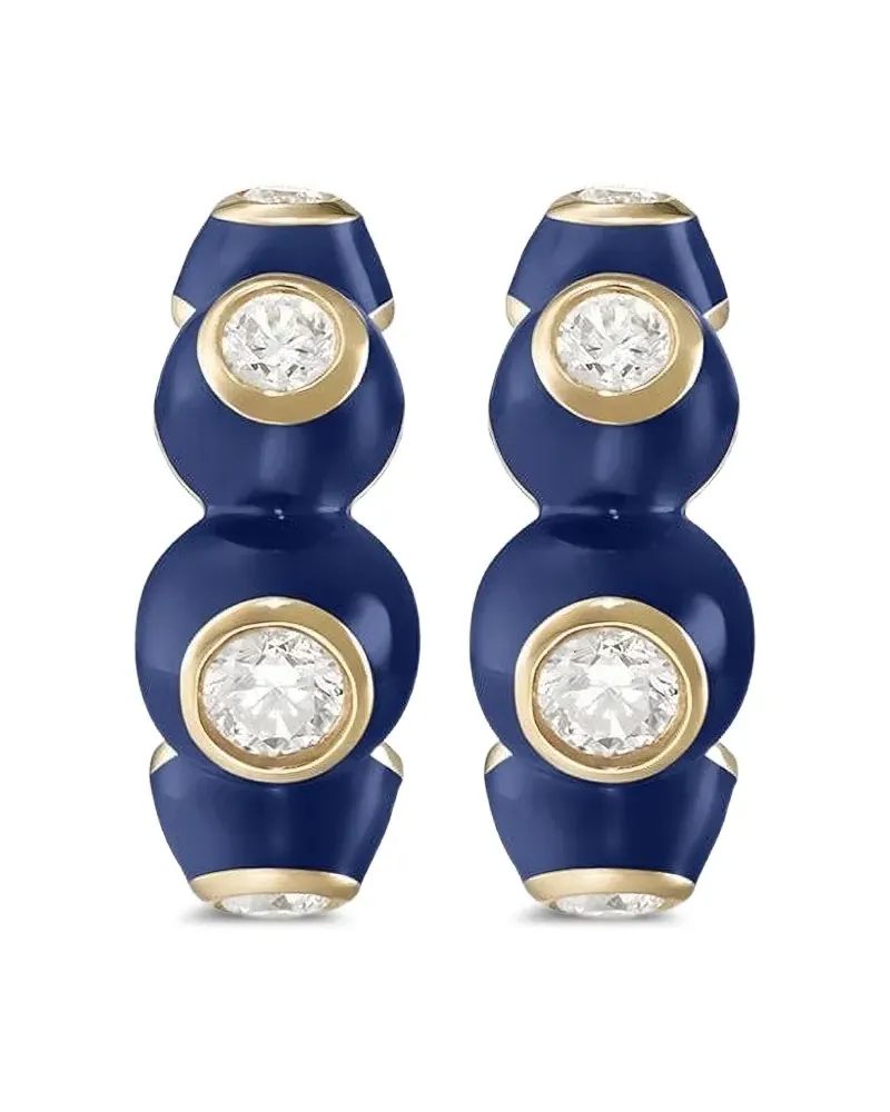 Melissa Kaye Emaillierte Gelbgoldohrringe mit Diamanten Gold