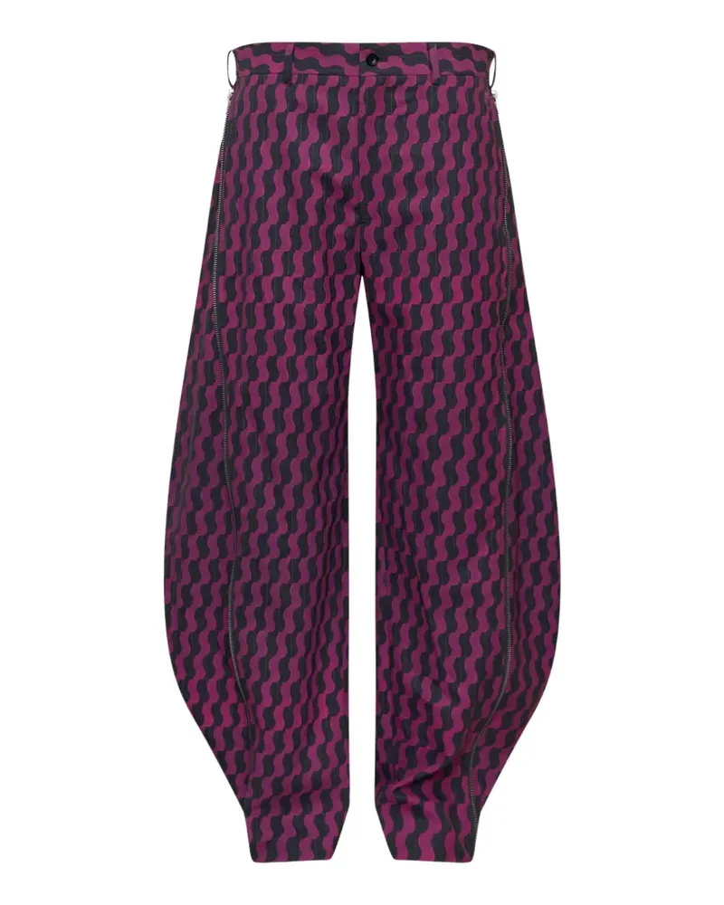 Comme des Garçons wave-print zip-detail loose fit jeans - Violett Violett