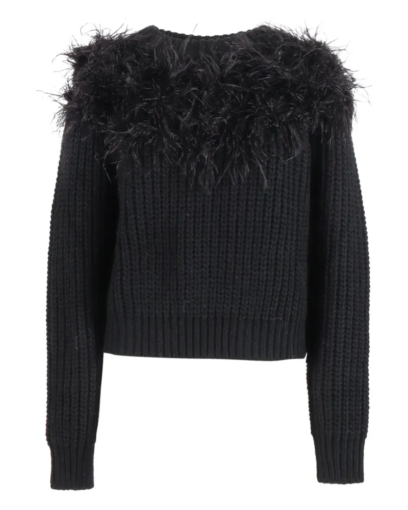 SHIRTAPORTER feather-trimmed ribbed sweater - Schwarz Schwarz
