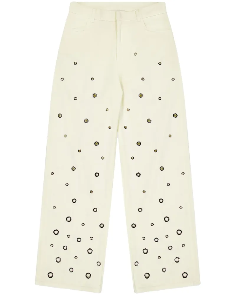 Laneus Wide-Leg-Jeans mit Ösendetail - Weiß Weiß
