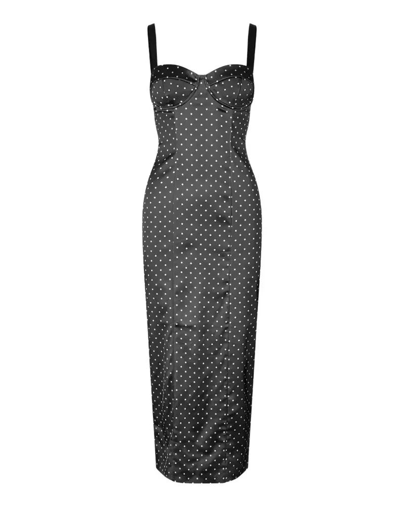 ROTATE Birger Christensen Midikleid mit Bustier-Oberteil aus Satin - Schwarz Schwarz