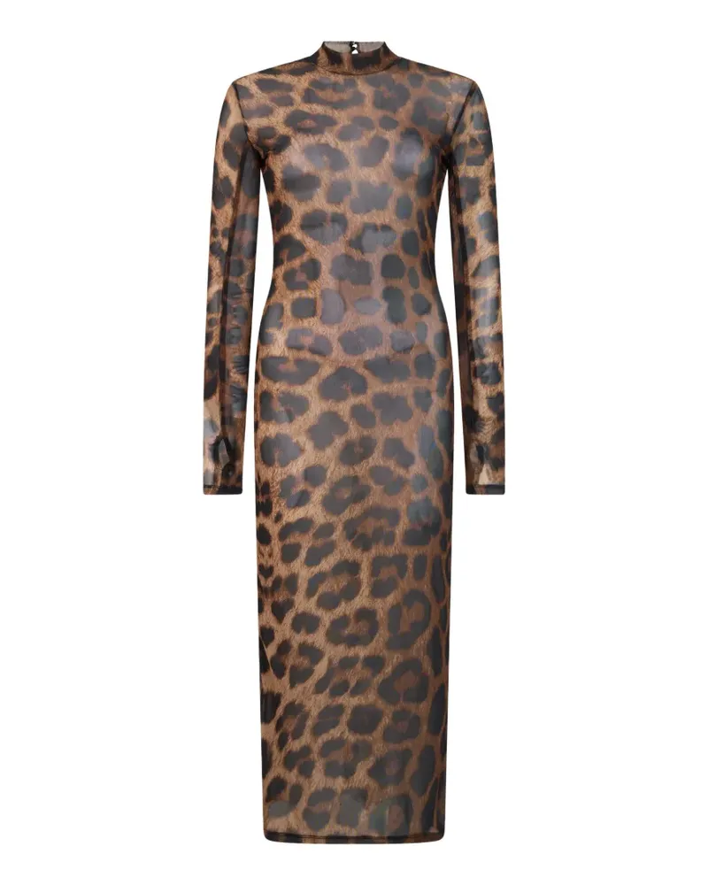 Philipp Plein Rückenfreies Kleid mit Leopardenprint - Braun Braun