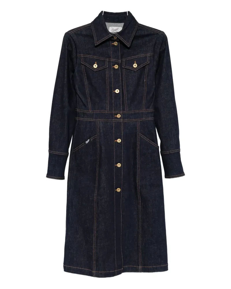 PENCE contrast-stitching denim dress - Blau Blau
