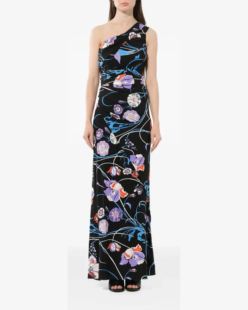 Emilio Pucci floral-print one-shoulder maxi dress - Schwarz Schwarz