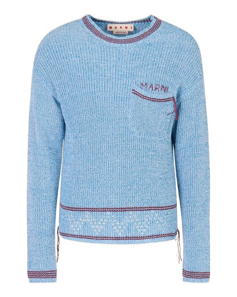 Marni Mouliné-T-Shirt mit  Mending - Blau Blau