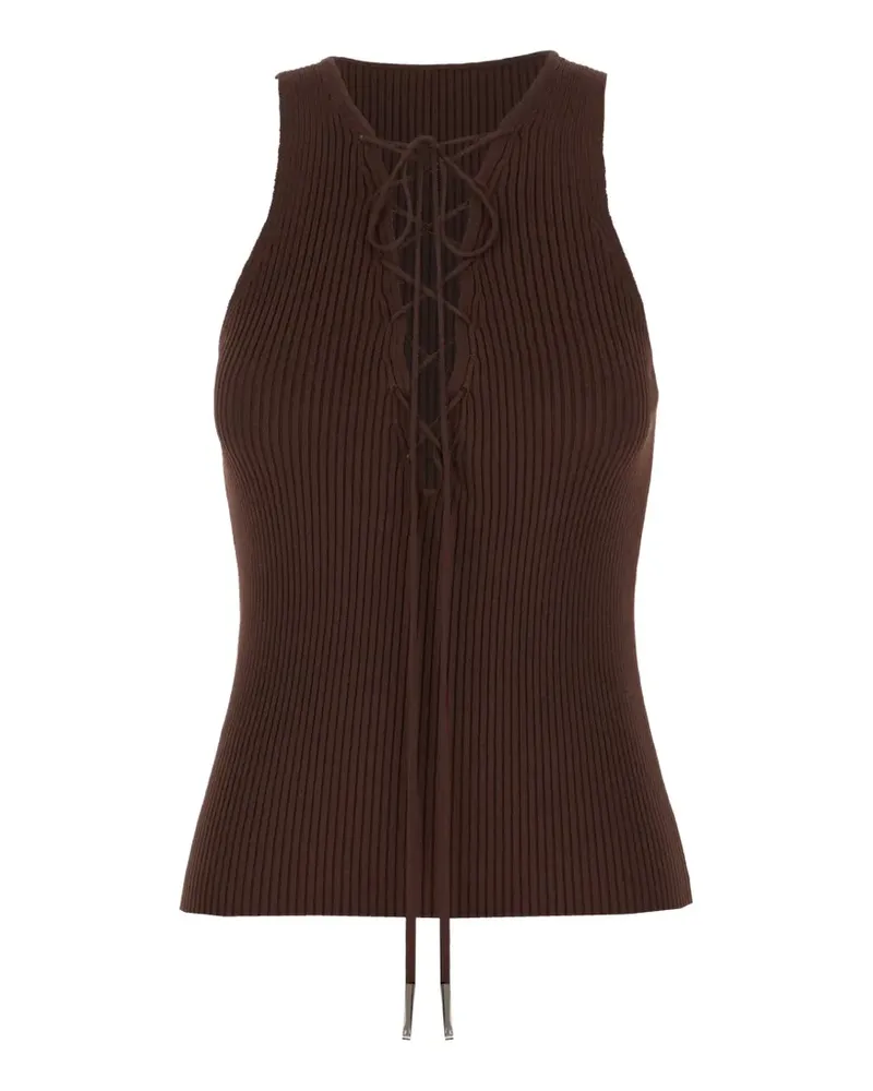 Iceberg lace-up ribbed-knit top - Braun Braun