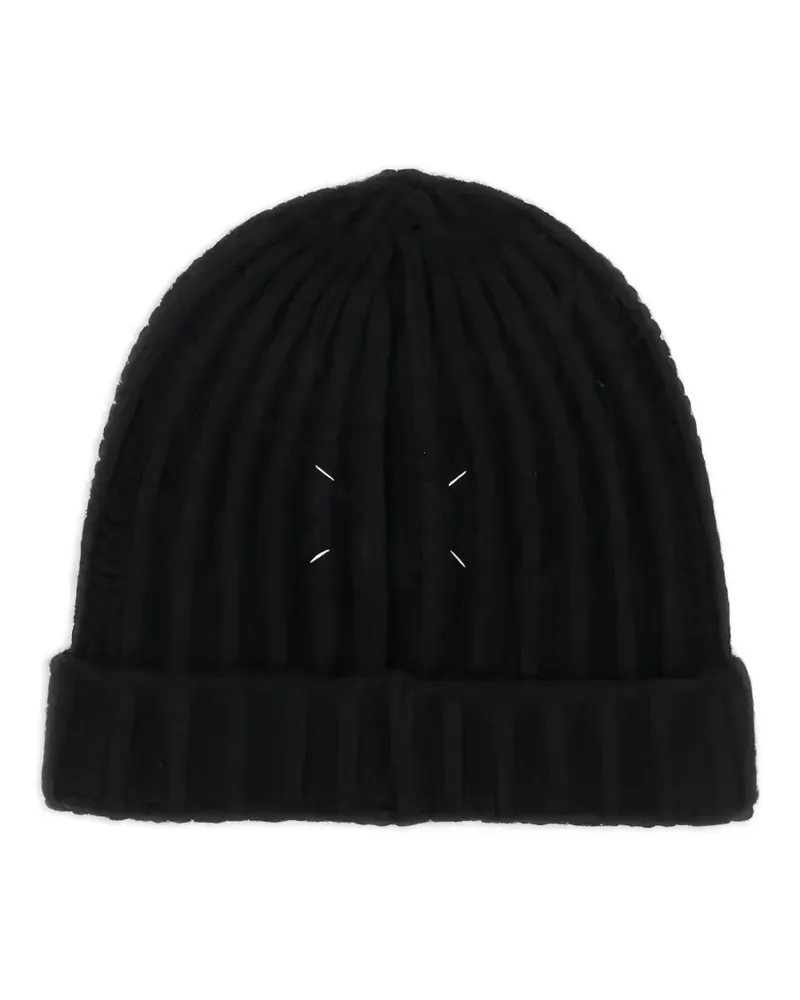 Maison Margiela Gerippte Beanie - Schwarz Schwarz