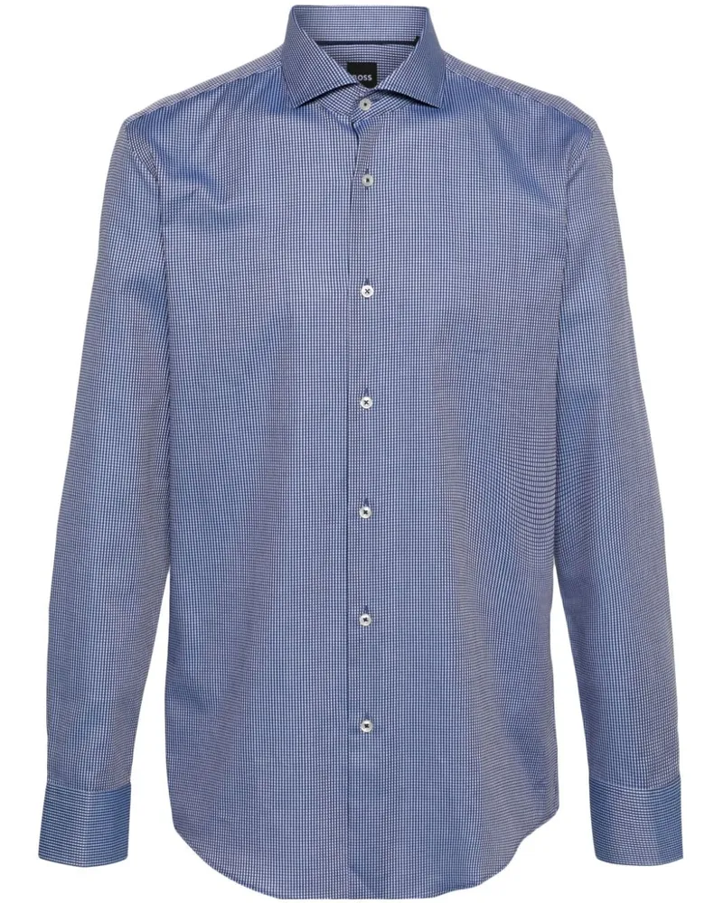 HUGO BOSS Geometrisch gemustertes Hemd aus Bio-Baumwolle - Blau Blau