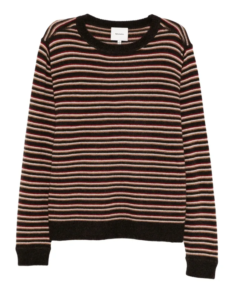 Reformation Gestreifter Kaschmirpullover - Braun Braun
