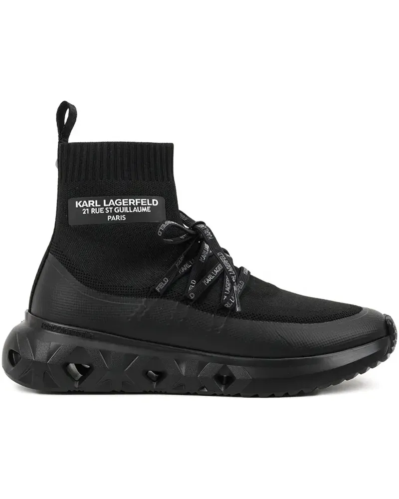 Karl Lagerfeld Sock-Sneakers mit Schnürung - Schwarz Schwarz