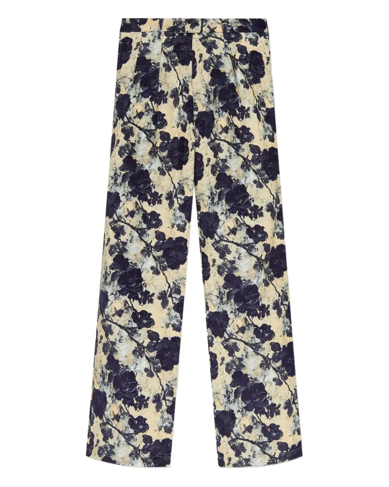 R13 Hose mit Blumen-Print - Blau Blau
