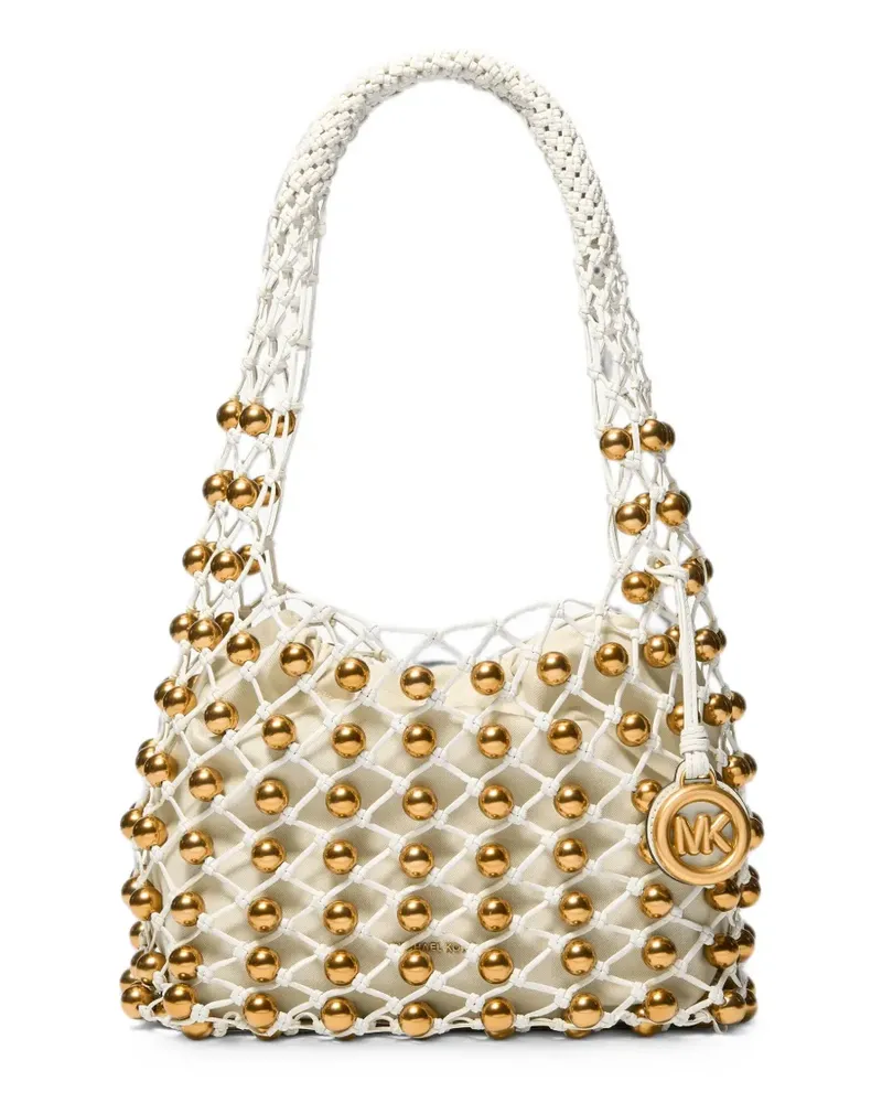 Michael Kors small Gwen bead-embellished woven shoulder bag - Weiß Weiß