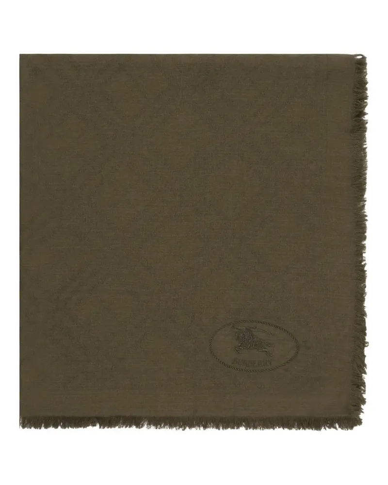 Burberry Ausgefranster Schal mit Monogramm - Grün Grün