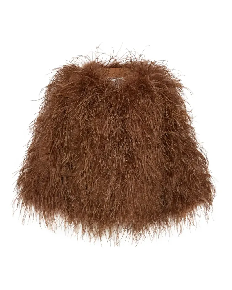 Yves Salomon cropped feather jacket - Braun Braun