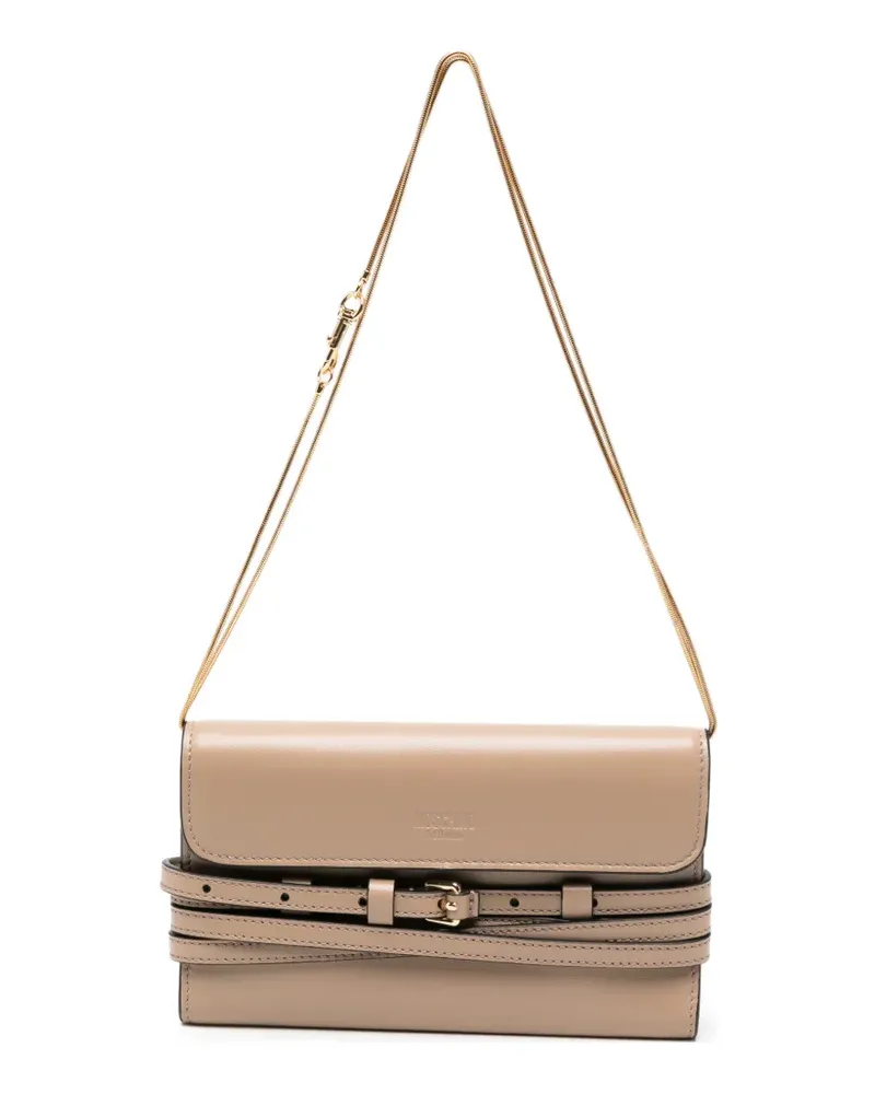 Moschino buckled-strap chain-link wallet - Nude Nude