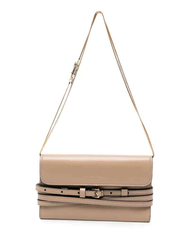 Moschino buckled-strap chain-link wallet - Nude Nude