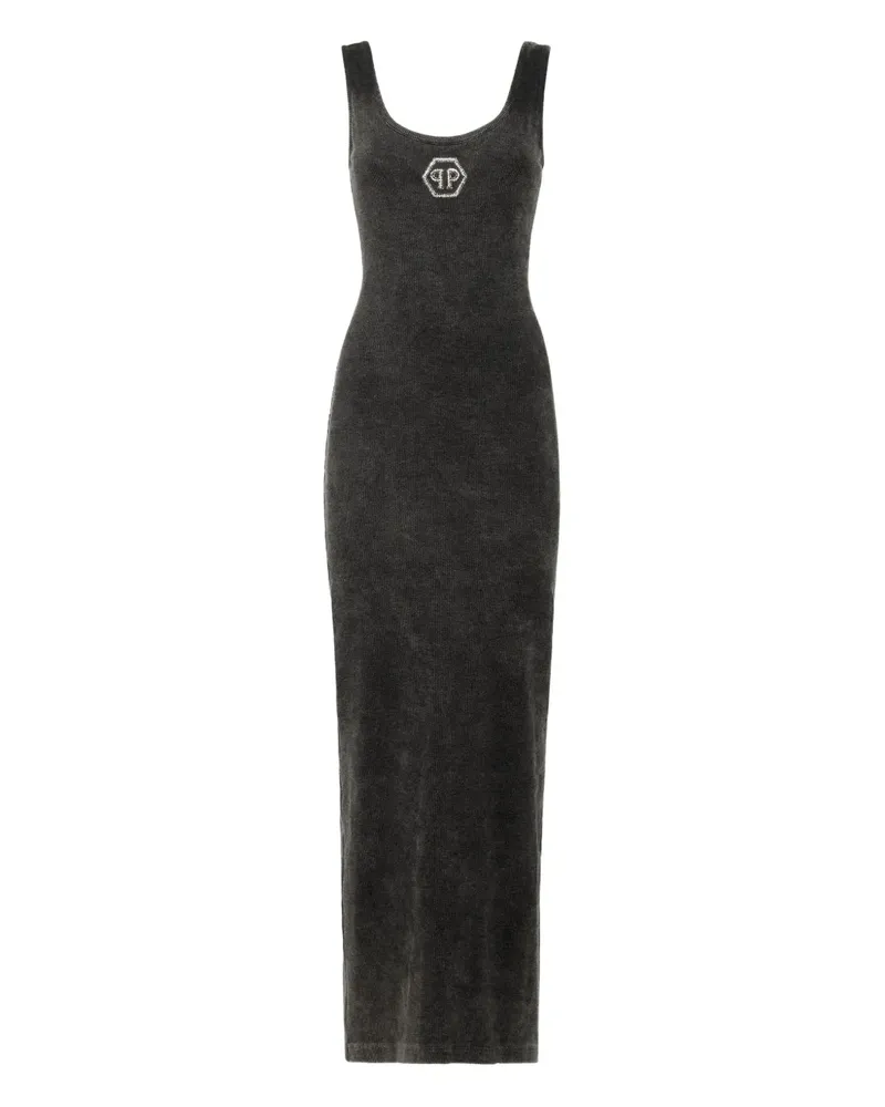Philipp Plein Geripptes Hexagon Trägerkleid - Grau Grau
