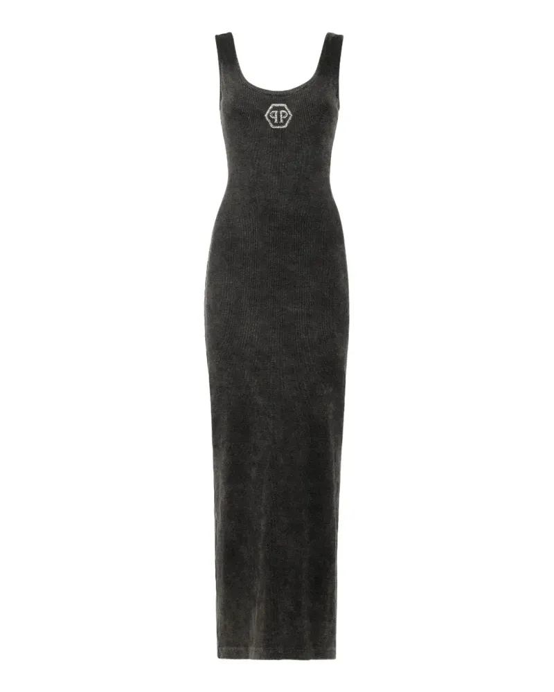 Philipp Plein Geripptes Hexagon Trägerkleid - Grau Grau