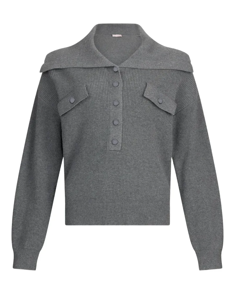 Liu Jo Gerippter Pullover mit Stehkragen - Grau Grau