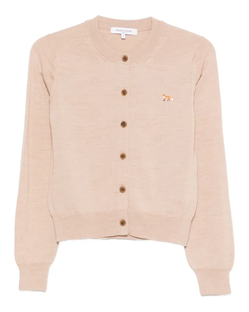 Kitsuné fox-embroidered button cardigan - Nude Nude