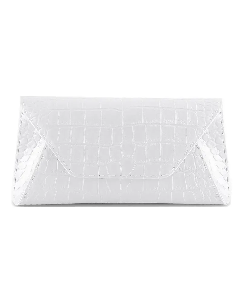 Tyler Ellis Kleine Eloise Clutch aus Satin mit Kroko-Effekt - Weiß Weiß