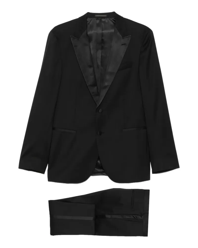 HUGO BOSS Anzug mit Satinrevers - Schwarz Schwarz
