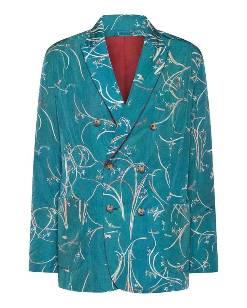 Pierre-Louis Mascia Integra floral-print double-breasted blazer - Blau Blau