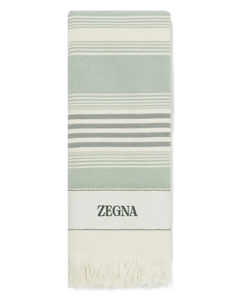 Ermenegildo Zegna Badetuch mit Logo-Stickerei - Grün Grün