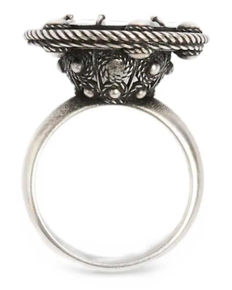 Ann Demeulemeester Ring mit gekörntem Cabochon - Silber Silber