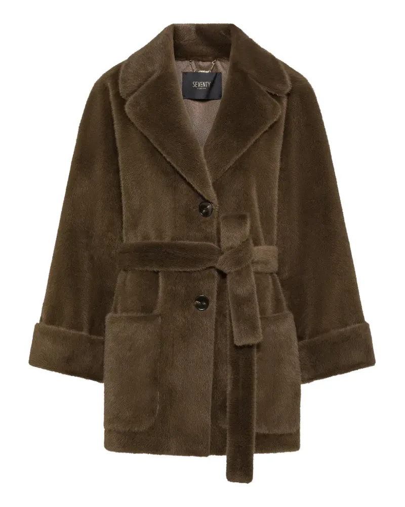 Seventy Faux-Fur-Mantel mit Gürtel - Braun Braun