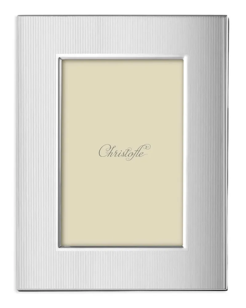 Christofle Geripptes Bilderrahmen aus Edelstahl - Silber Silber