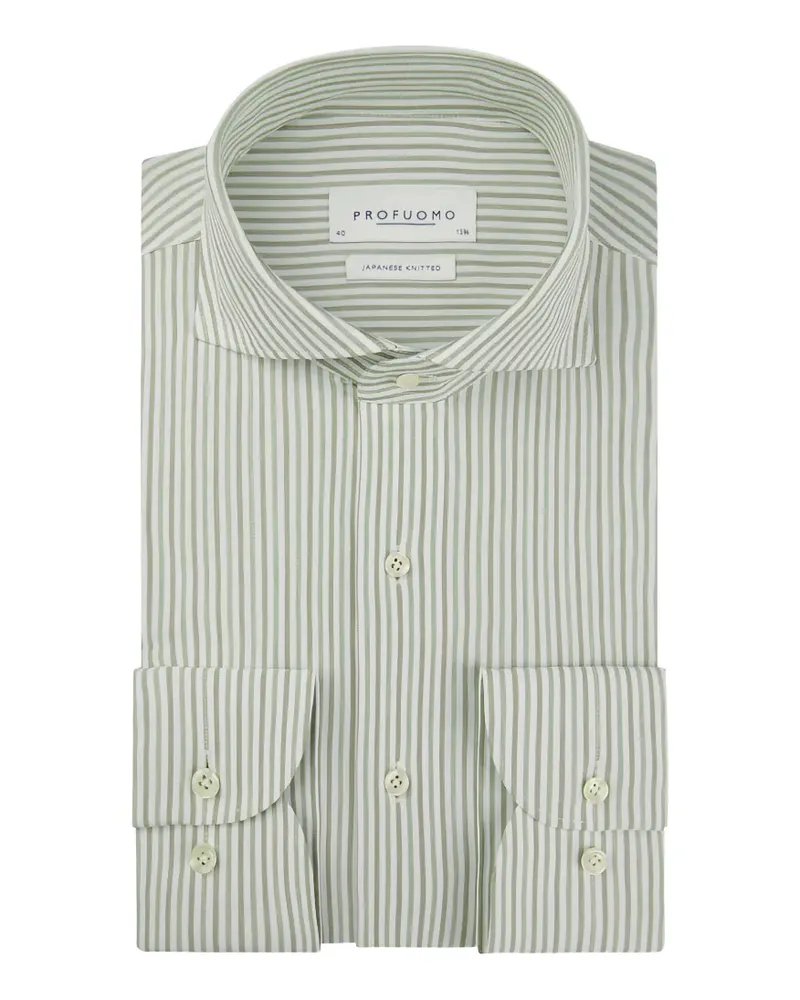 Profuomo Gestreiftes Hemd - Weiß Weiß