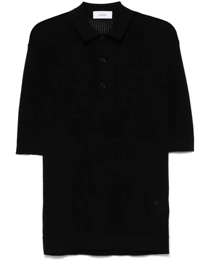 LARDINI Poloshirt mit Waffelstrick-Muster - Schwarz Schwarz