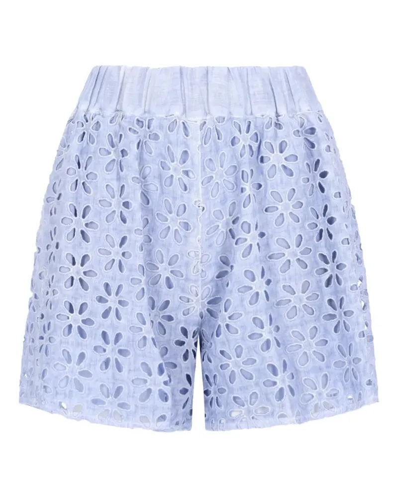 120% Lino broderie-anglaise cotton shorts - Blau Blau