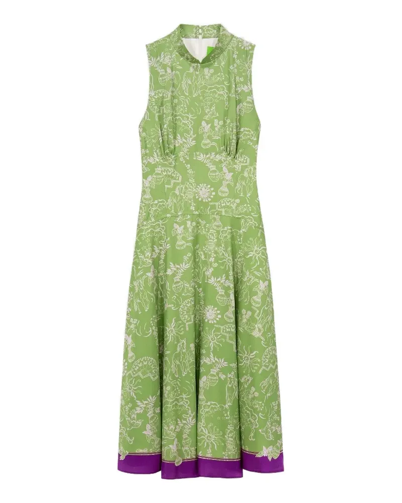 Shanghai Tang mulberry silk midi dress - Grün Grün