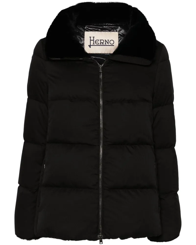 Herno Gefütterte Jacke mit Pelzkragen - Schwarz Schwarz