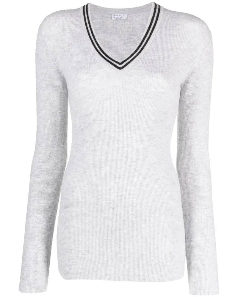Brunello Cucinelli Pullover mit Streifen - Grau Grau