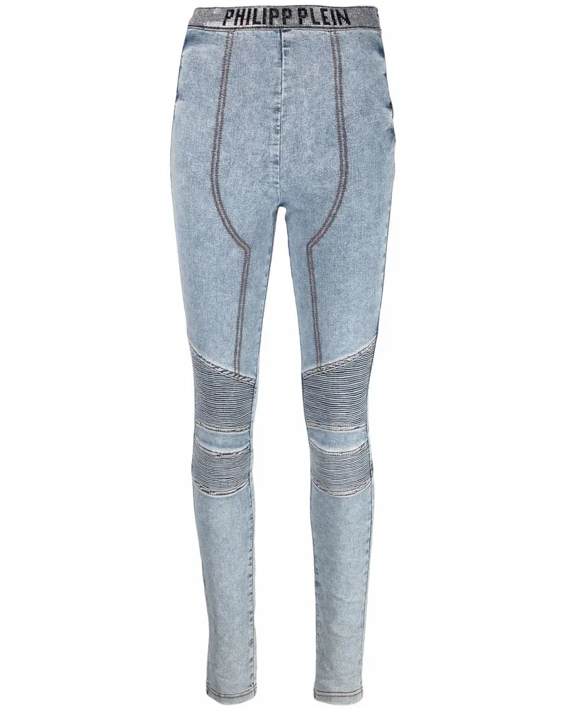 Philipp Plein Leggings mit Logo-Bund - Blau Blau