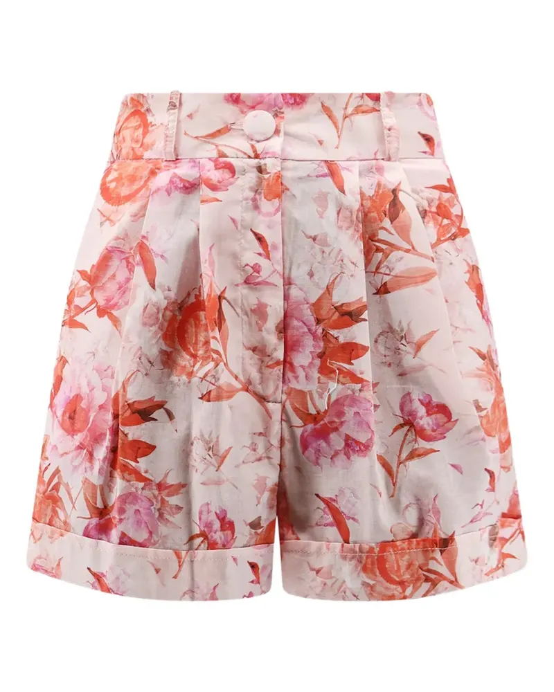 ACTUALEE floral-print pleated shorts - Nude Nude