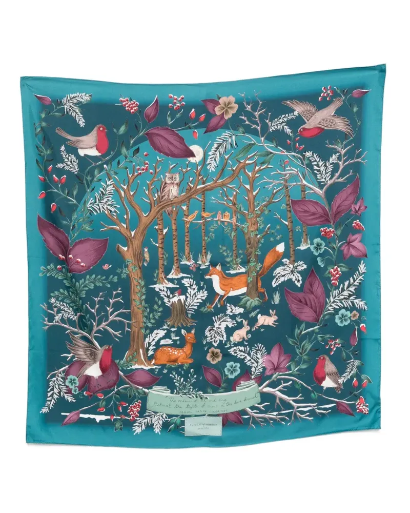 Aspinal of London woodland print scarf - Blau Blau