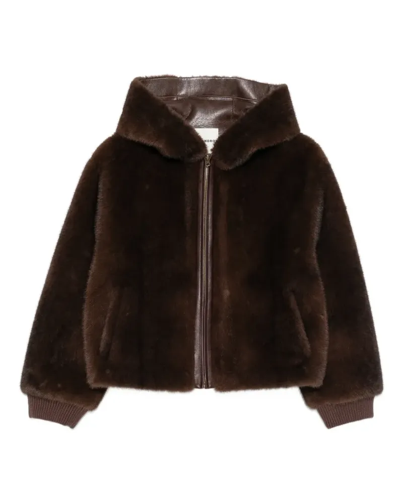 Sandro Kapuzenjacke aus Faux Fur - Braun Braun