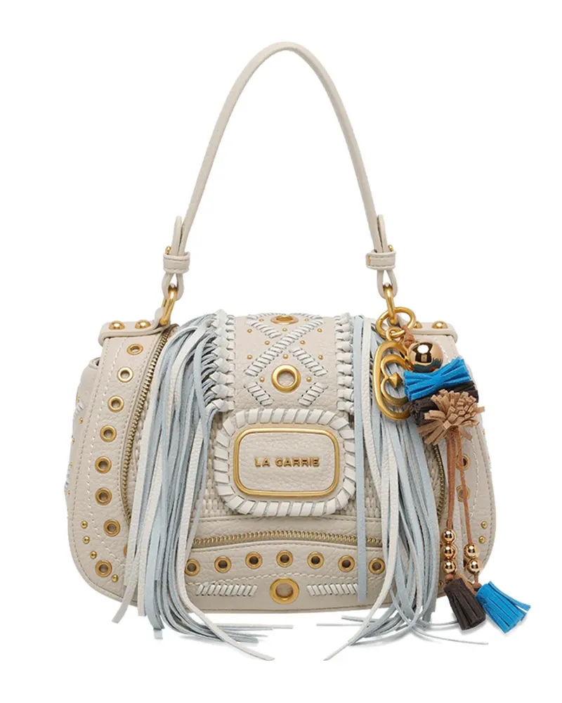 LA CARRIE eyelets fringed tote bag - Weiß Weiß