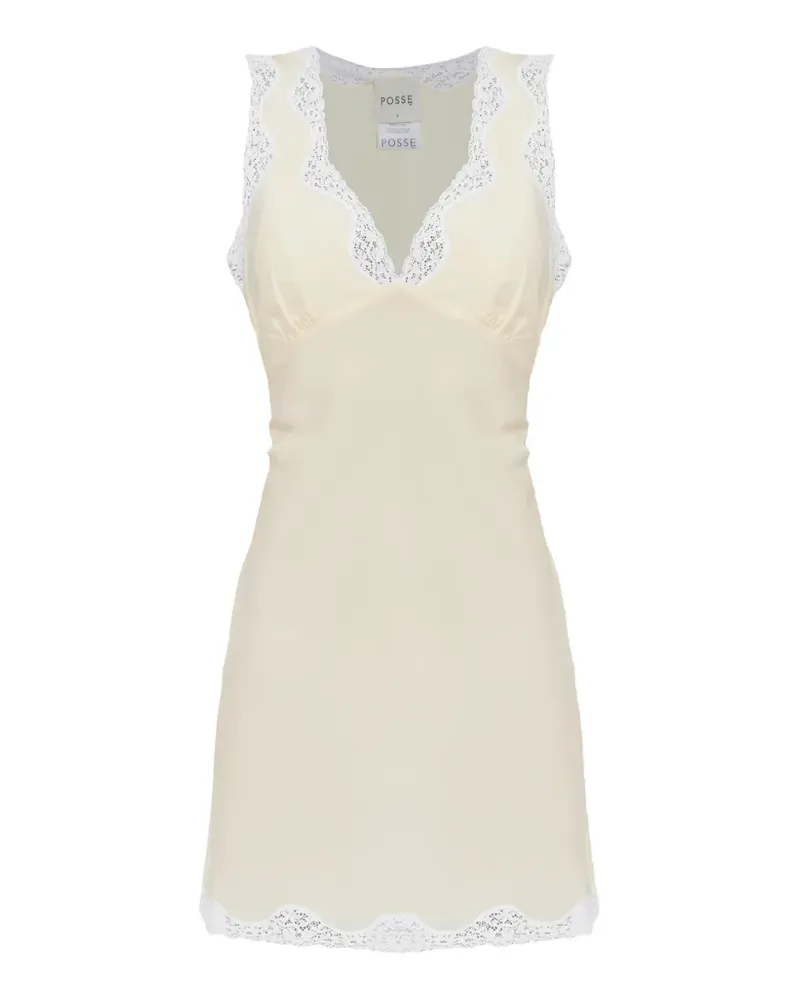 Posse Tabitha Minikleid mit Spitzenbesatz und Bogenkante - Nude Nude