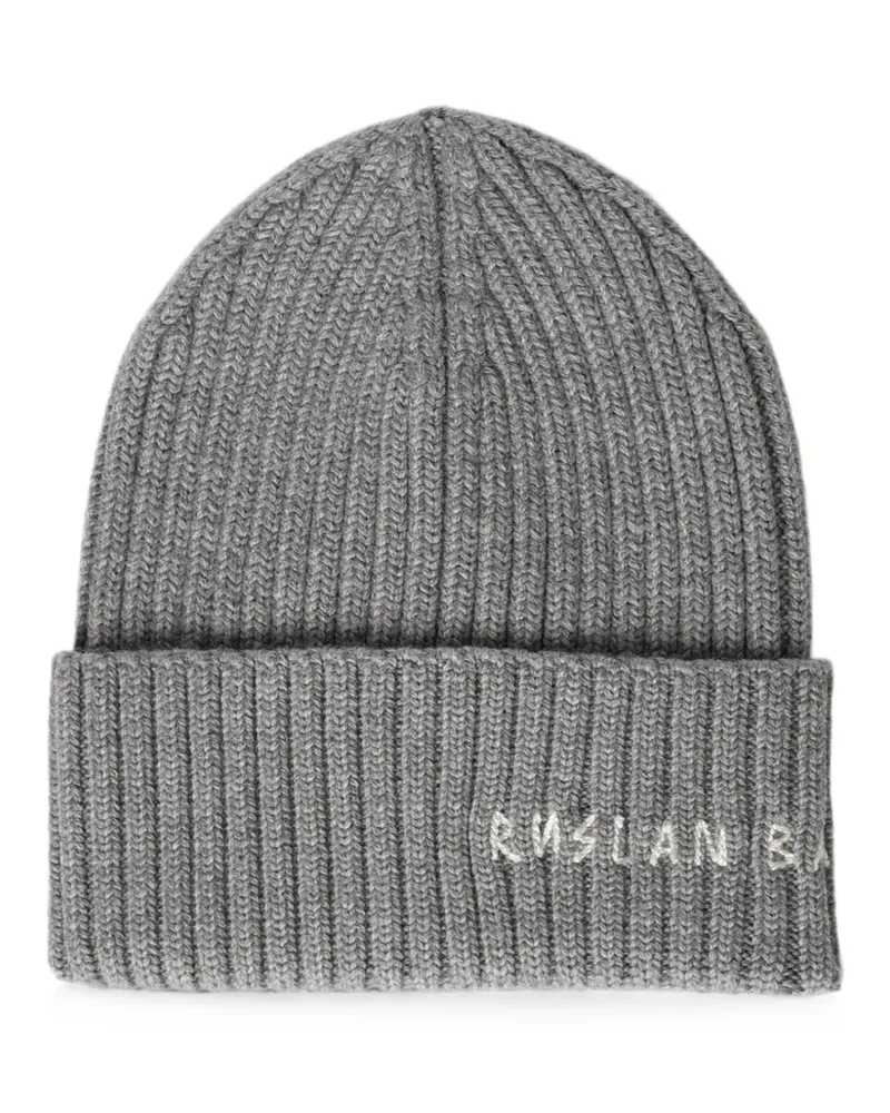 RUSLAN BAGINSKIY logo-embroidered ribbed-knit beanie hat - Grau Grau