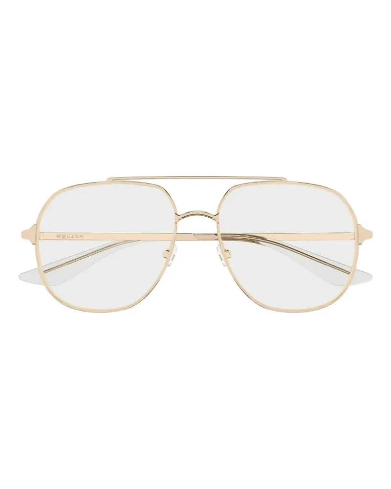 Alexander McQueen Brille mit geometrischem Gestell - Gold Gold