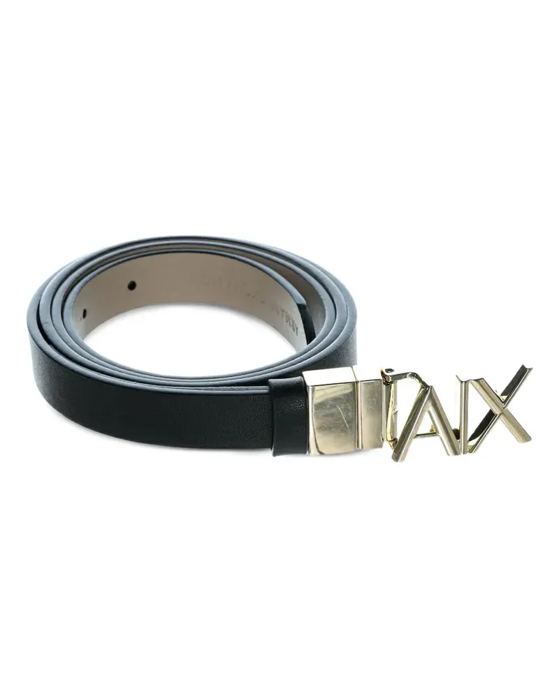 Armani Exchange Ledergürtel mit Logo-Schild - Schwarz Schwarz