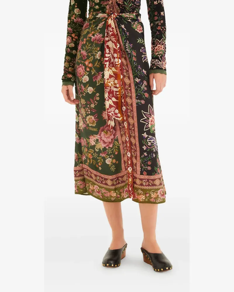 FARM Rio Midirock mit Blumenmuster - Grün Grün