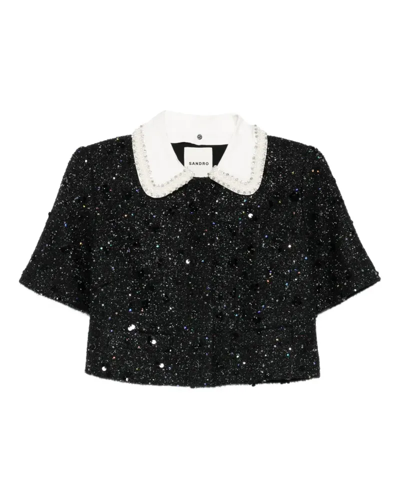 Sandro Cropped-Jacke mit Pailletten - Schwarz Schwarz