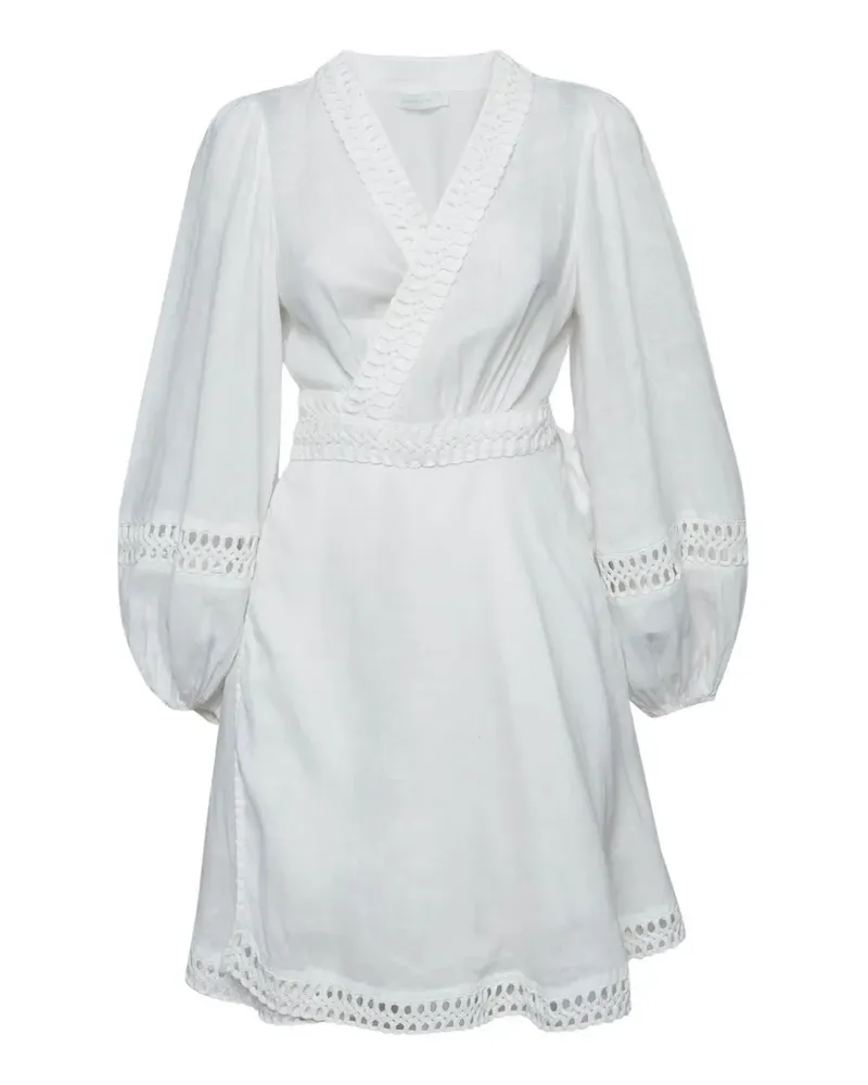 Zimmermann Bells Minikleid mit Spitzeneinsatz - Weiß Weiß