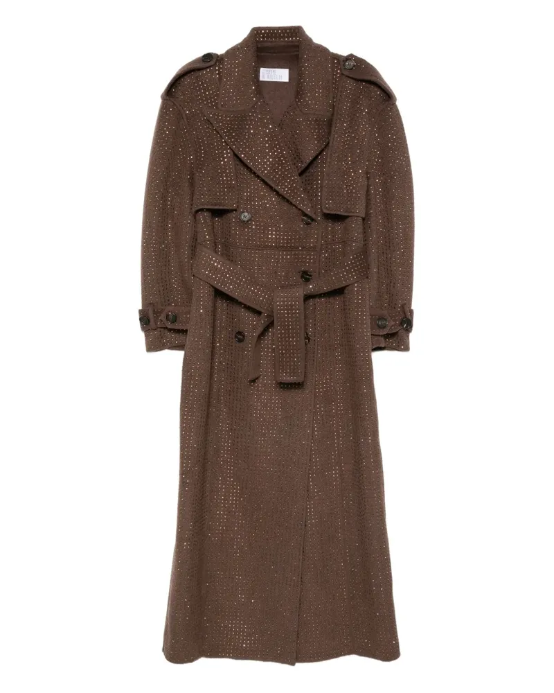 Giuseppe di Morabito Doppelreihiger Trenchcoat mit Kristallen - Braun Braun